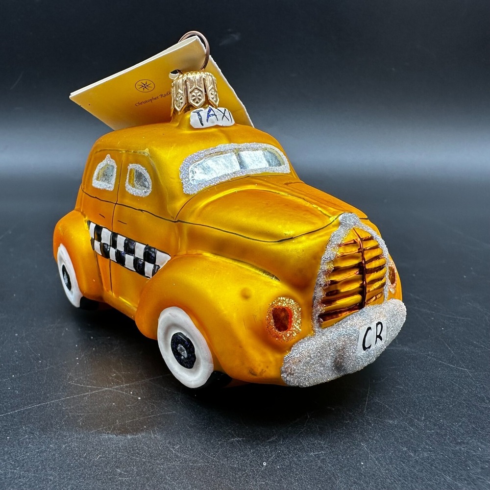 1998 CHRISTOPHER‎ RADKO ON THE TOWN 2.75" ORNAMENT YELLOW TAXI 98-224-0